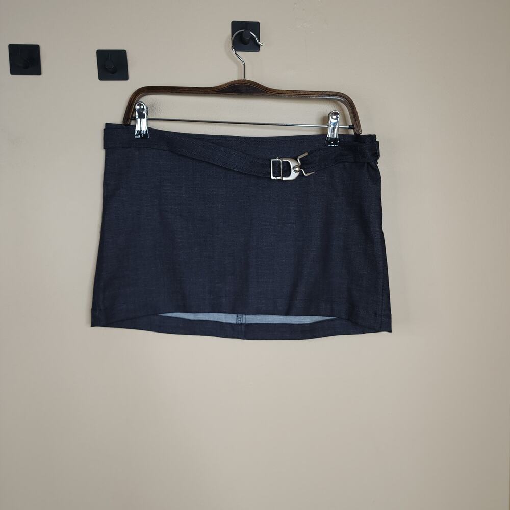 EB Denim Belted Dark Wash Denim Mini Skirt Size M